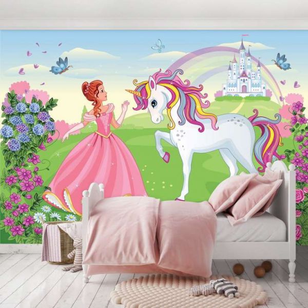 Fototapet decorativ pentru camera de fetite - UniCorn - Vlies/ 368x254cm/4p.