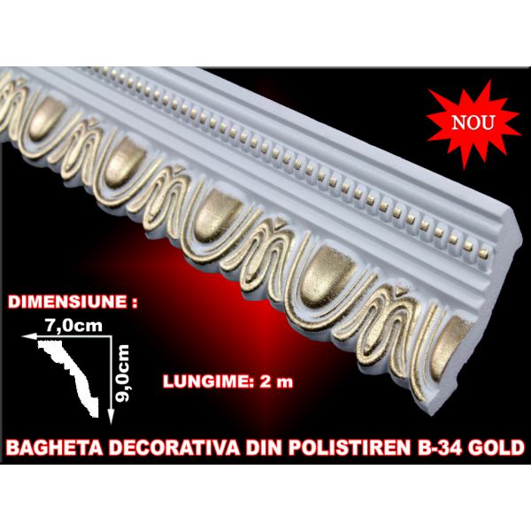 Decoratiuni arhitecturale de interior / Baghete polistiren / Gold / 2 ml