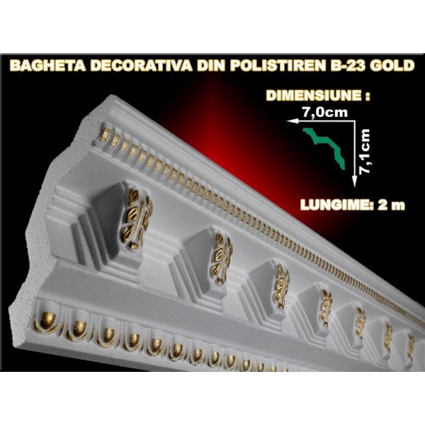 Decoratiuni arhitecturale de interior / Baghete polistiren / Gold / 2 ml