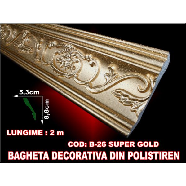 Decoratiuni arhitecturale interior / Baghete polistiren / SuperGold / 2ml