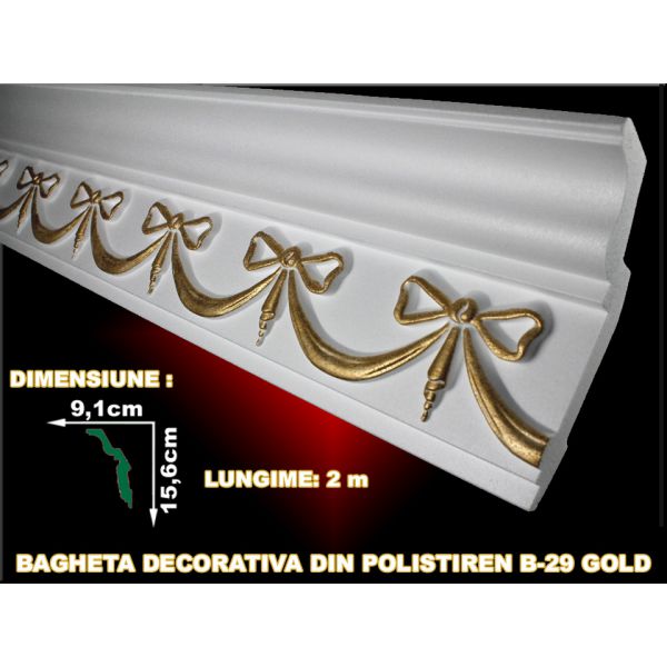 Decoratiuni arhitecturale de interior / Baghete polistiren / Gold / 2 ml