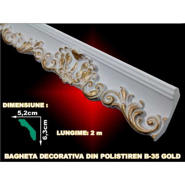 Decoratiuni arhitecturale de interior / Baghete polistiren / Gold / 2 ml