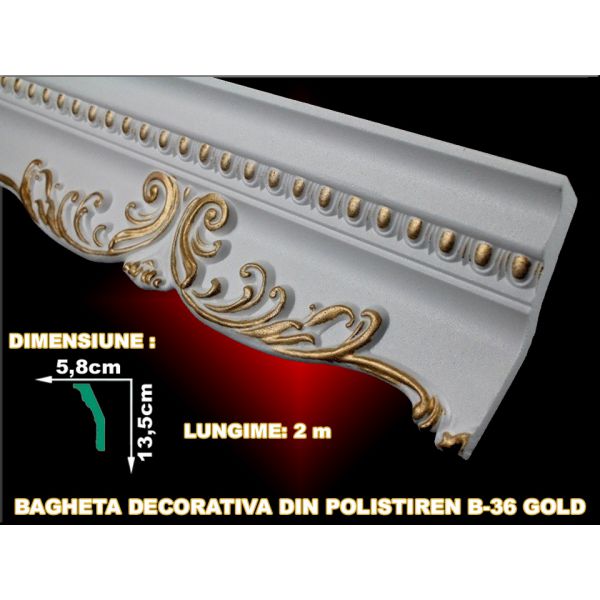 Decoratiuni arhitecturale de interior / Baghete polistiren / Gold / 2 ml