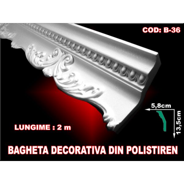 Decoratiuni arhitecturale - Baghete din polistiren - ALBE / 2ML