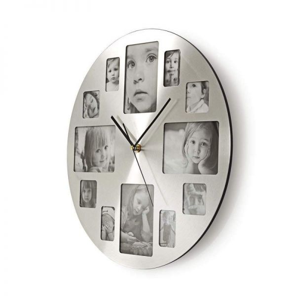 Ceas de perete personalizat cu rama foto /12 foto- 40 cm