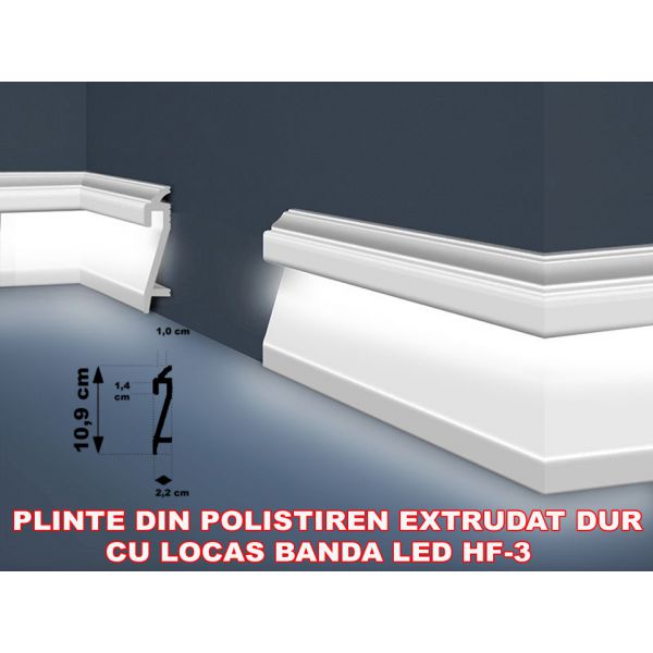 Plinte din plistiren extrudat dur si cu loc pentru LED - 2ml/buc